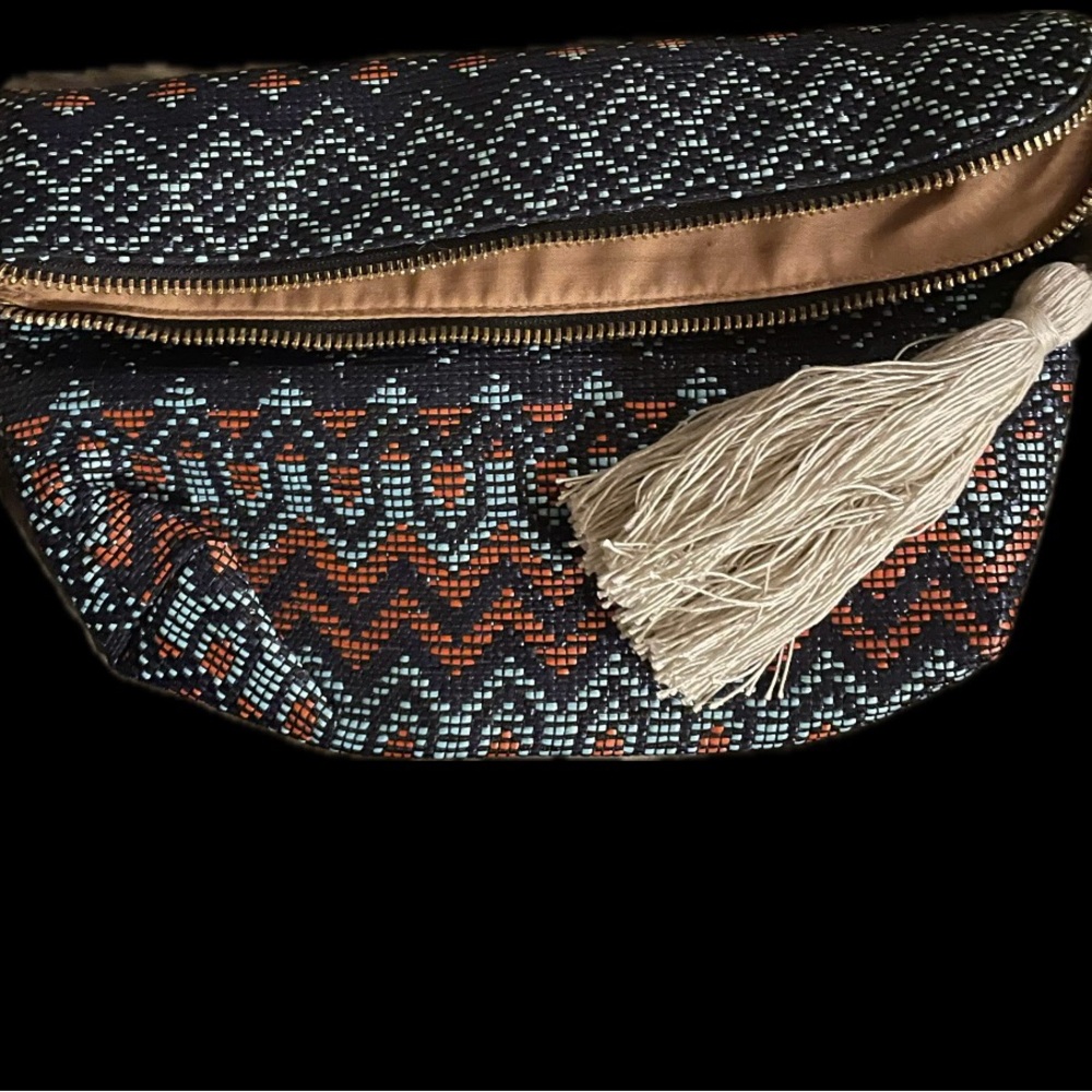 DV by Dolce Vita Blue and Orange Clutch with Tassel